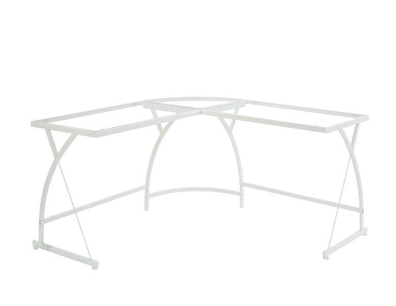 ACME Janison Computer Desk, Clear Glass & White Finish FredCo