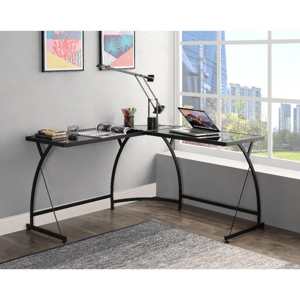 ACME Janison Desk, Black Glass & Black FredCo