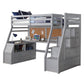 ACME Jason II Loft Bed & Storage Ladder, Gray 37445 Twin FredCo