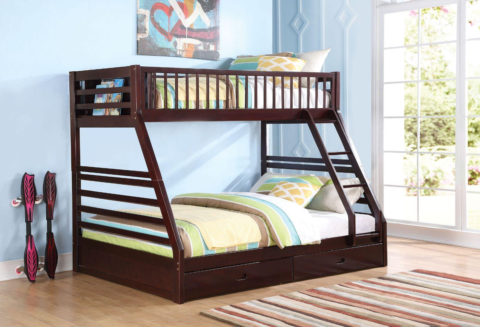 ACME Jason XL Twin/Queen Bunk Bed & Drawers, Espresso 37425 FredCo