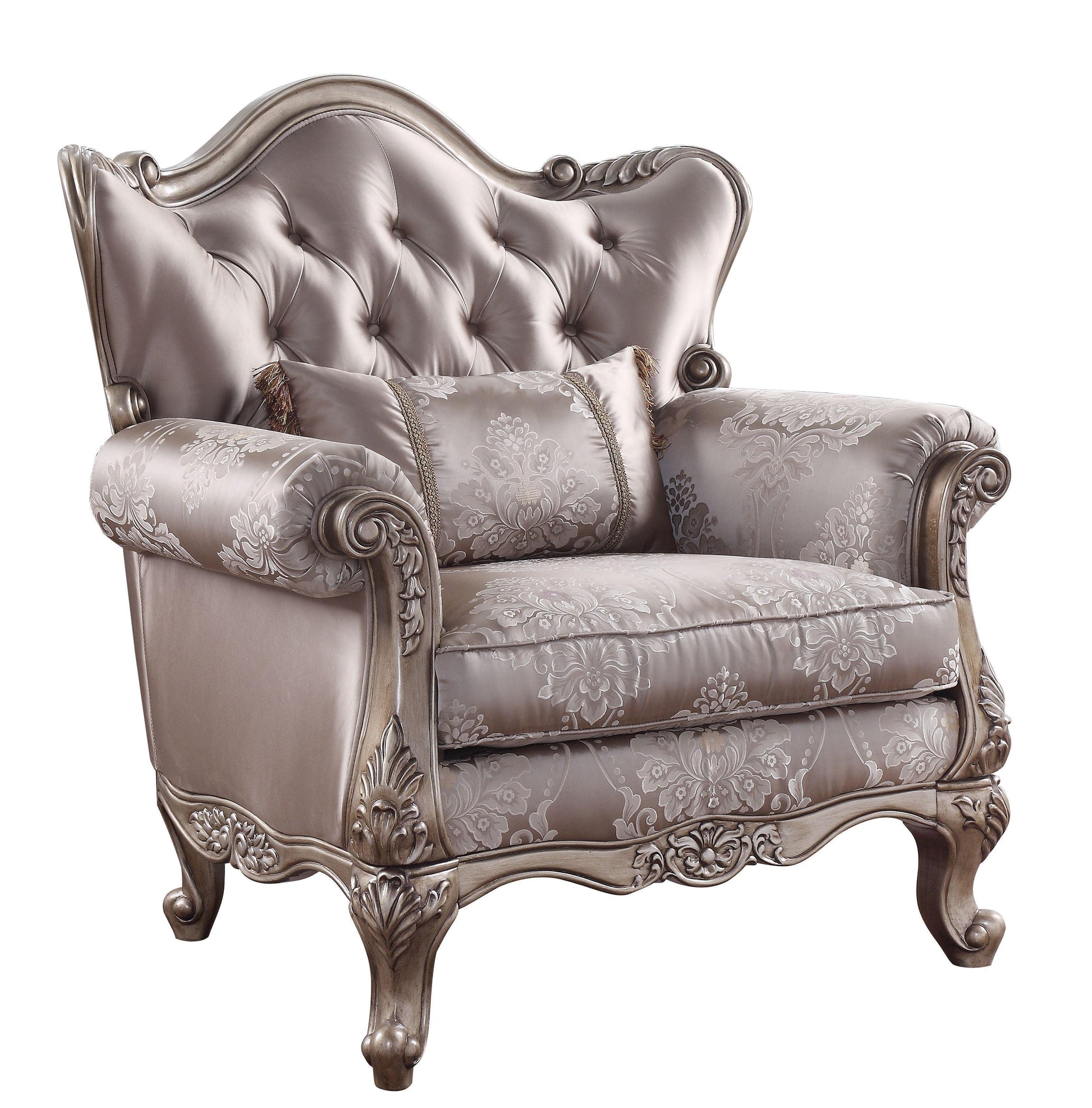 ACME Jayceon Chair w/1 Pillow, Fabric & Champagne FredCo