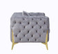 ACME Jelanea Sofa w/2 Pillows, Gray Velvet & Gold Finish FredCo