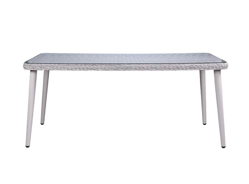 ACME Jenneva 7Pc Patio Dining Set, Night Green Fabric & Gray Finish FredCo