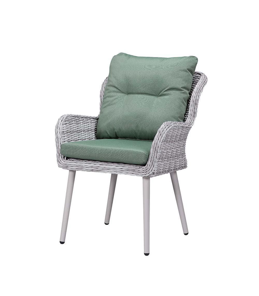 ACME Jenneva 7Pc Patio Dining Set, Night Green Fabric & Gray Finish FredCo