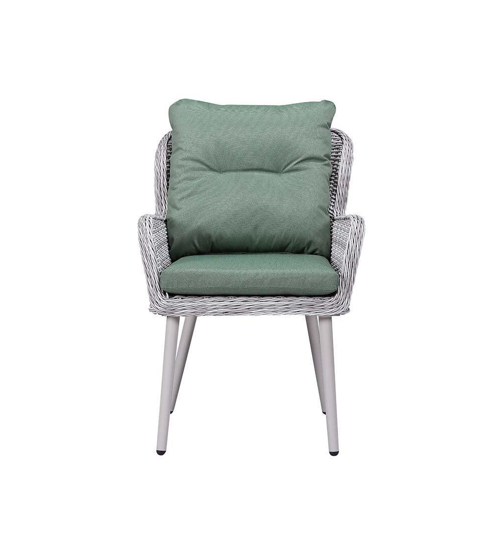 ACME Jenneva 7Pc Patio Dining Set, Night Green Fabric & Gray Finish FredCo