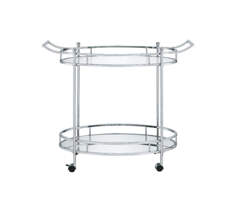 ACME Jinx Serving Cart, Clear Glass & Chrome Finish FredCo