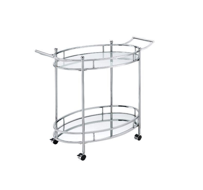 ACME Jinx Serving Cart, Clear Glass & Chrome Finish FredCo