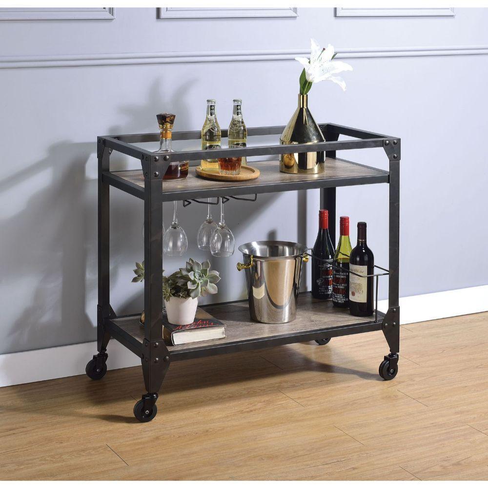 ACME Jorgensen Serving Cart, Rustic Oak & Charcoal FredCo