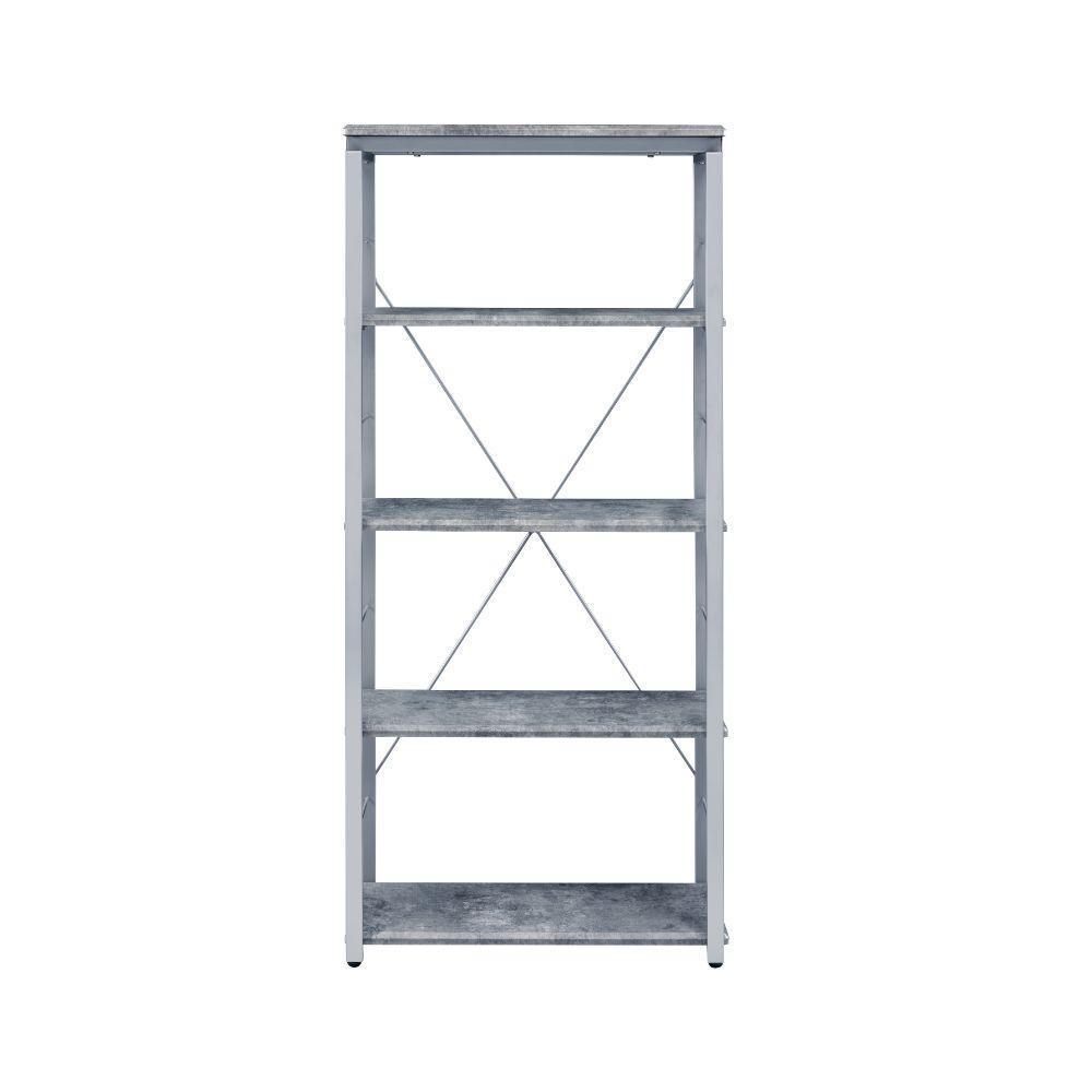 ACME Jurgen Bookshelf, Faux Concrete & Silver FredCo