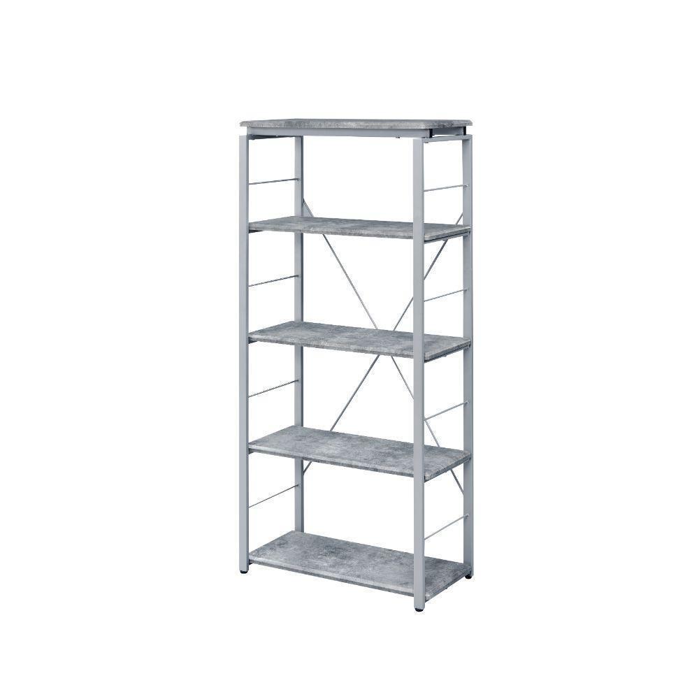 ACME Jurgen Bookshelf, Faux Concrete & Silver FredCo