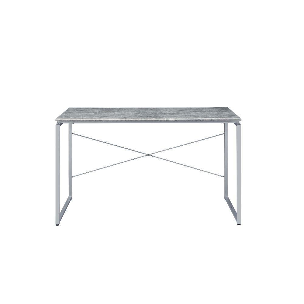 ACME Jurgen Desk, Faux Concrete & Silver FredCo