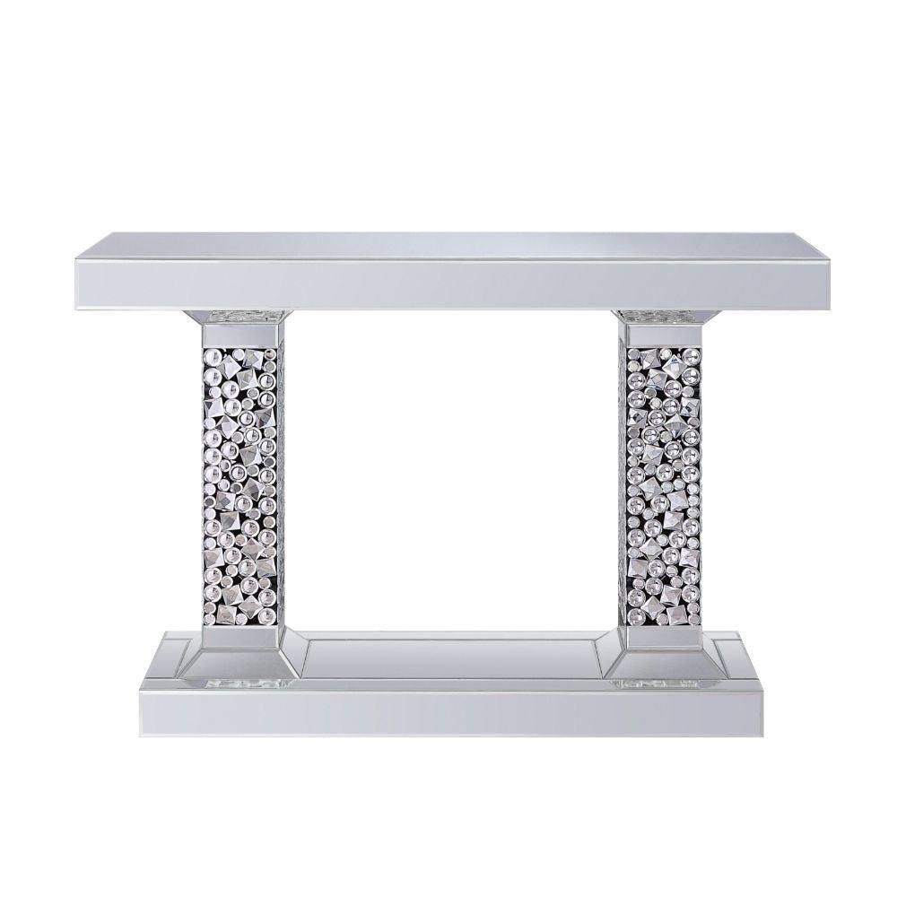 ACME Kachina Console Table, Mirrored & Faux Diamonds 90446 FredCo