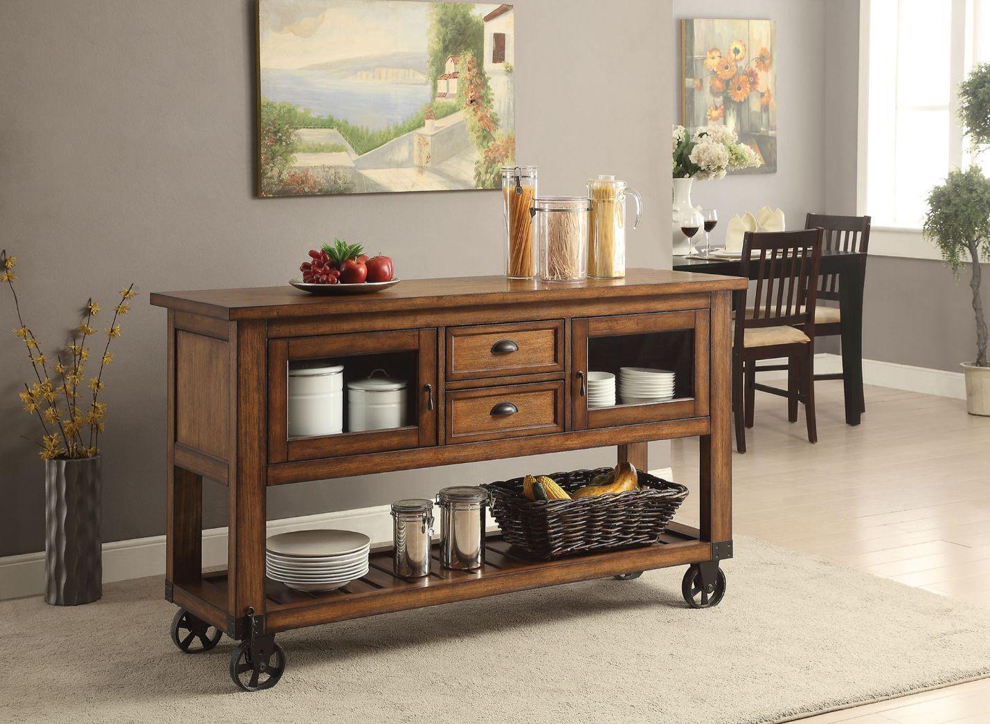 ACME Kadri Kitchen Cart, Distressed Chestnut FredCo