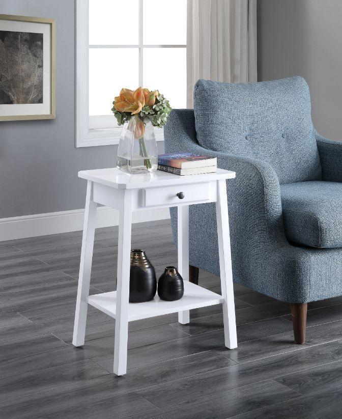 ACME Kaife Accent Table, White Finish FredCo