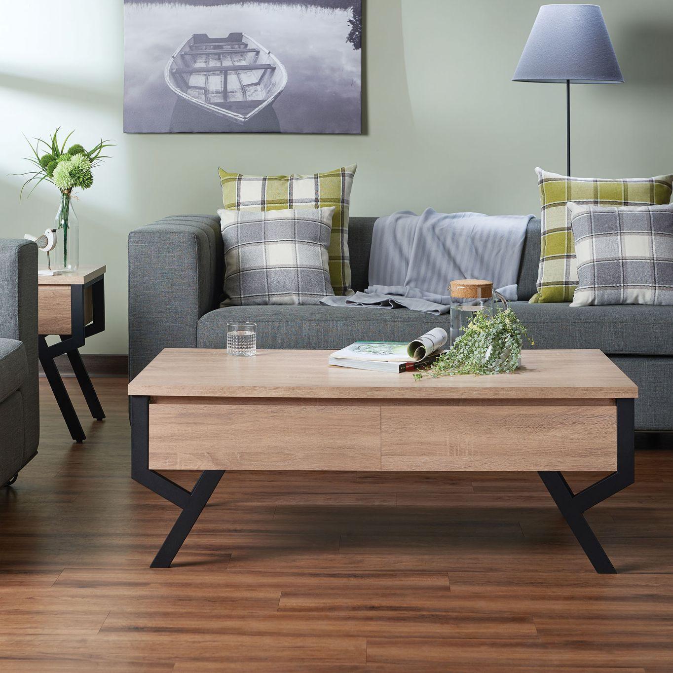 ACME Kalina Coffee Table, Rustic Natural & Black FredCo