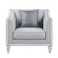 ACME Katia Chair w/Pillow, Light Gray Linen & Weathered White Finish FredCo