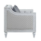ACME Katia Loveseat w/2 Pillows, Light Gray Linen & Weathered White Finish FredCo