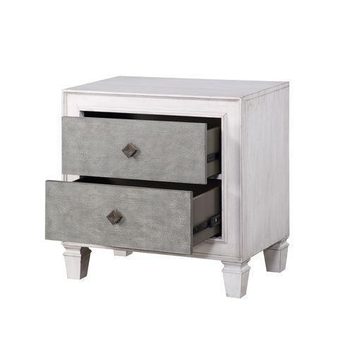 ACME Katia Nightstand, Rustic Gray & White Finish FredCo