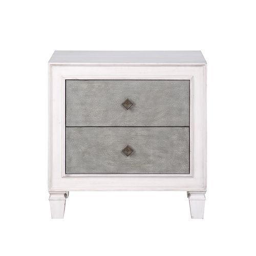 ACME Katia Nightstand, Rustic Gray & White Finish FredCo