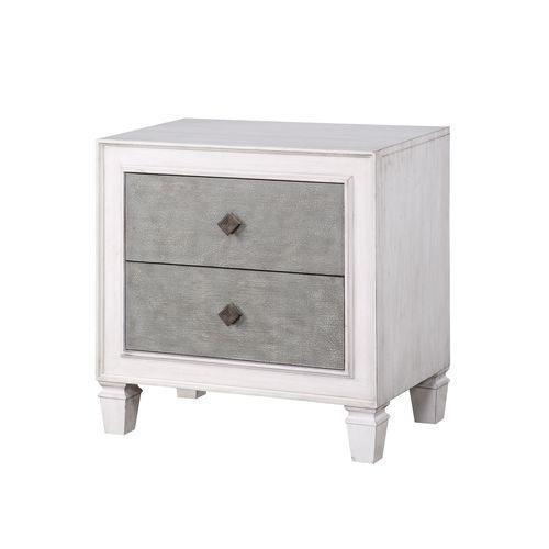 ACME Katia Nightstand, Rustic Gray & White Finish FredCo