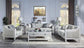 ACME Katia Sofa w/4 Pillows, Light Gray Linen & Weathered White Finish FredCo