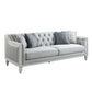 ACME Katia Sofa w/4 Pillows, Light Gray Linen & Weathered White Finish FredCo