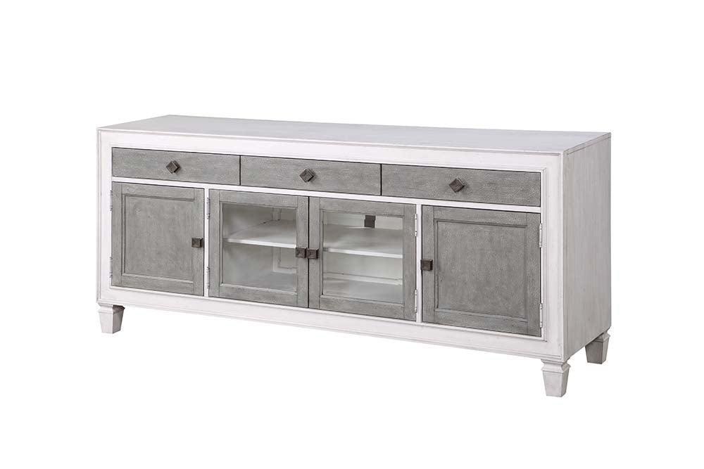 ACME Katia TV Stand, Rustic Gray & White Finish FredCo