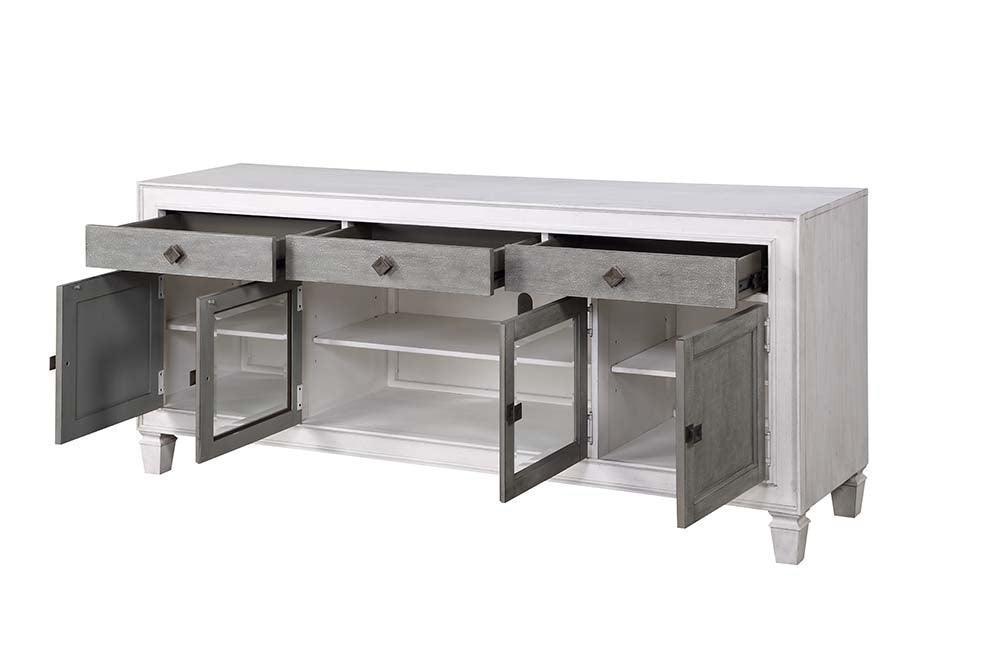 ACME Katia TV Stand, Rustic Gray & White Finish FredCo