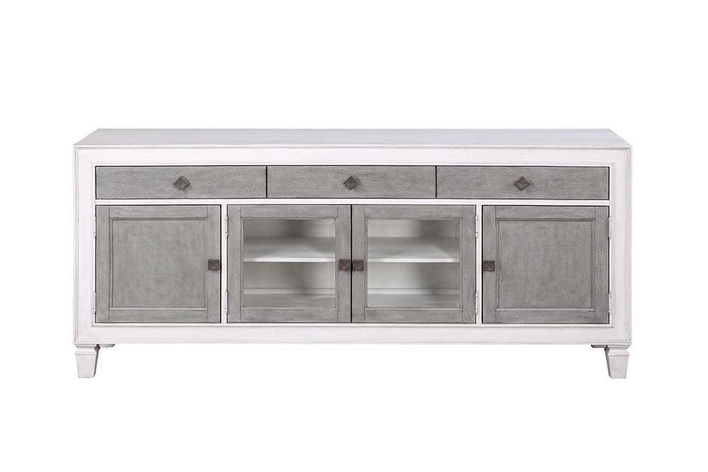 ACME Katia TV Stand, Rustic Gray & White Finish FredCo