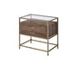 ACME Knave Accent Table, Walnut & Champagne Finish FredCo