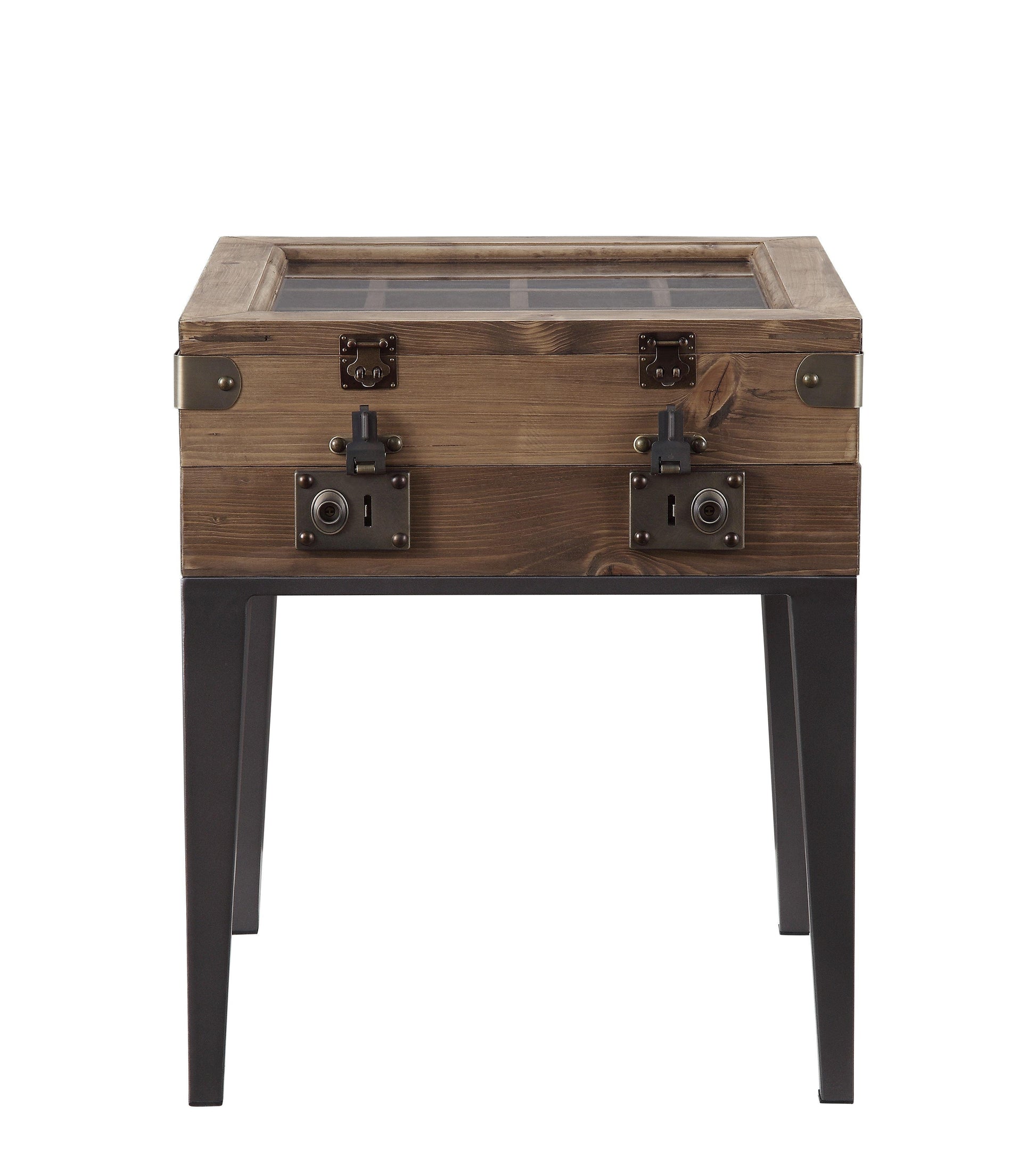 ACME Kolin Accent Table, Rustic Oak & Matte Gray FredCo