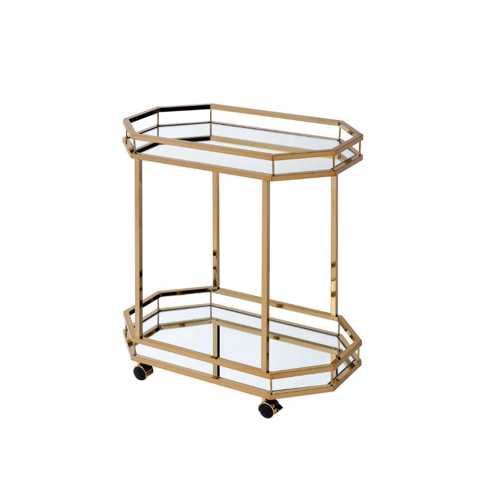 ACME Lacole Serving Cart, Champagne & Mirror FredCo