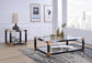ACME Lafty Coffee Table, White Brushed & Clear Glass FredCo