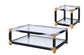 ACME Lafty Coffee Table, White Brushed & Clear Glass FredCo