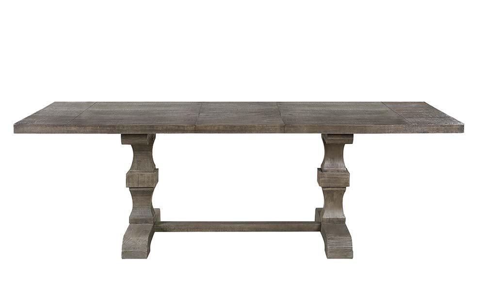 ACME Landon Dining Table (Includes 1 x 18"Leaf), Salvage Gray Finish FredCo