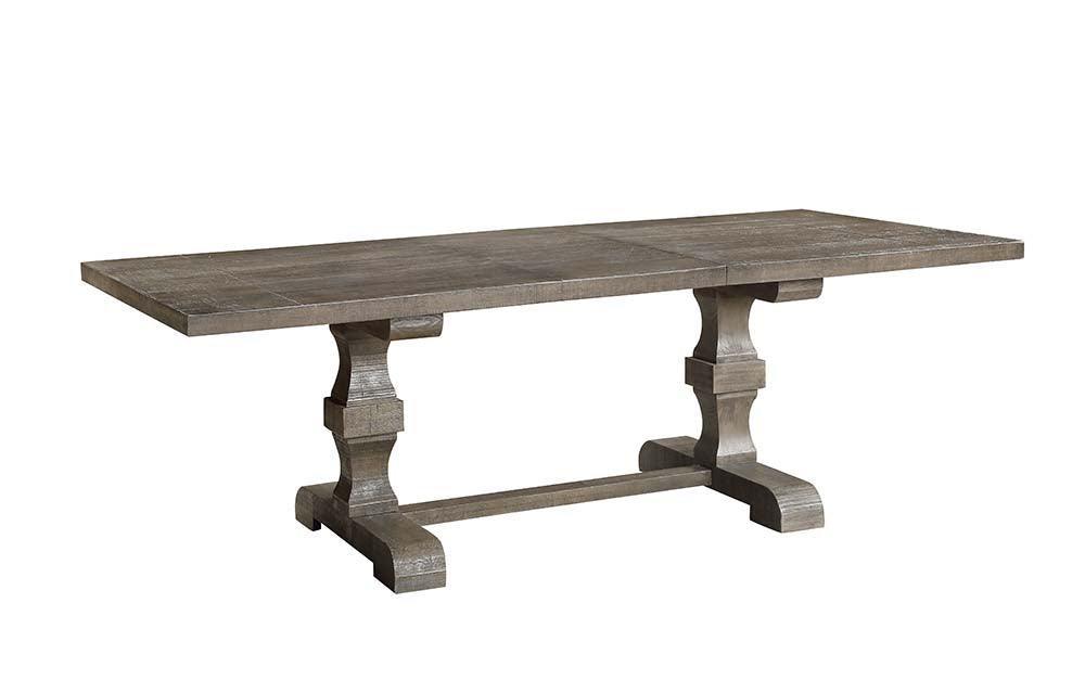 ACME Landon Dining Table (Includes 1 x 18"Leaf), Salvage Gray Finish FredCo
