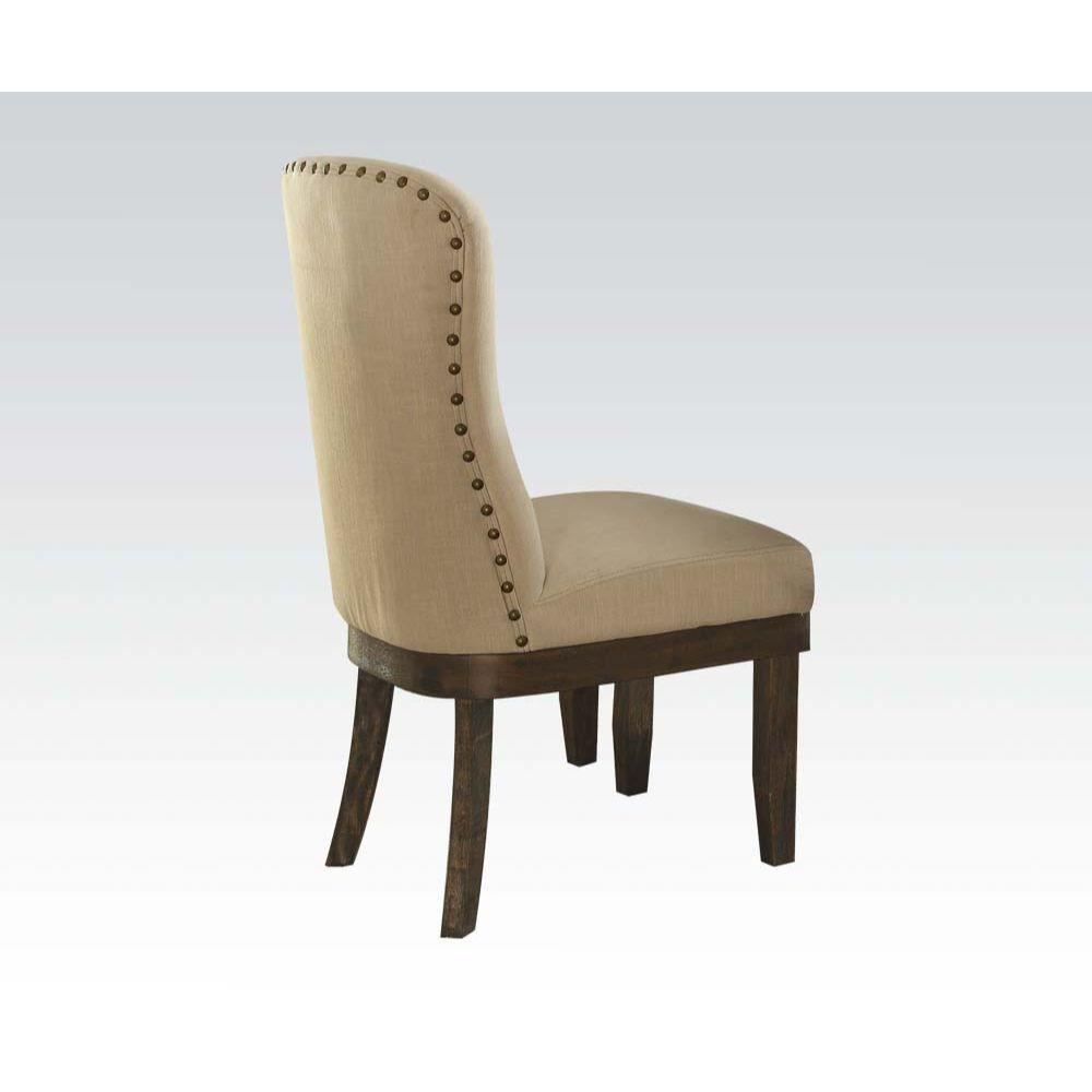 ACME Landon Side Chair (Set-2), Beige Linen & Brown FredCo