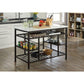 ACME Lanzo Kitchen Island (Counter), Marble & Gunmetal FredCo