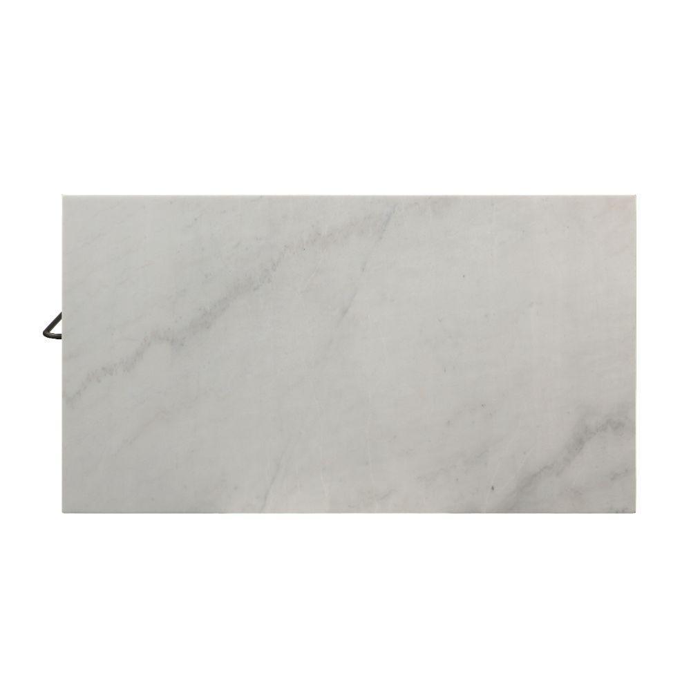 ACME Lanzo Kitchen Island (Counter), Marble & Gunmetal FredCo