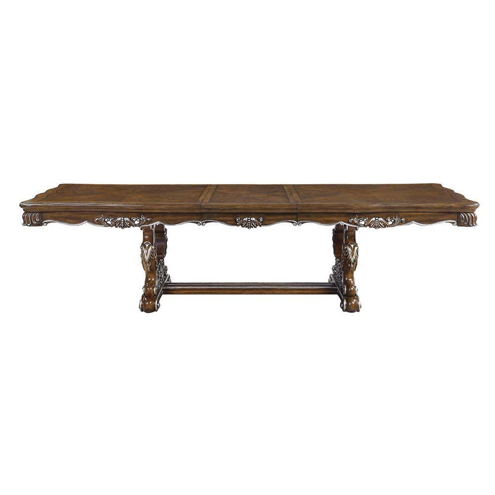 ACME Latisha Dining Table w/Double Pedestal, Antique Oak Finish FredCo