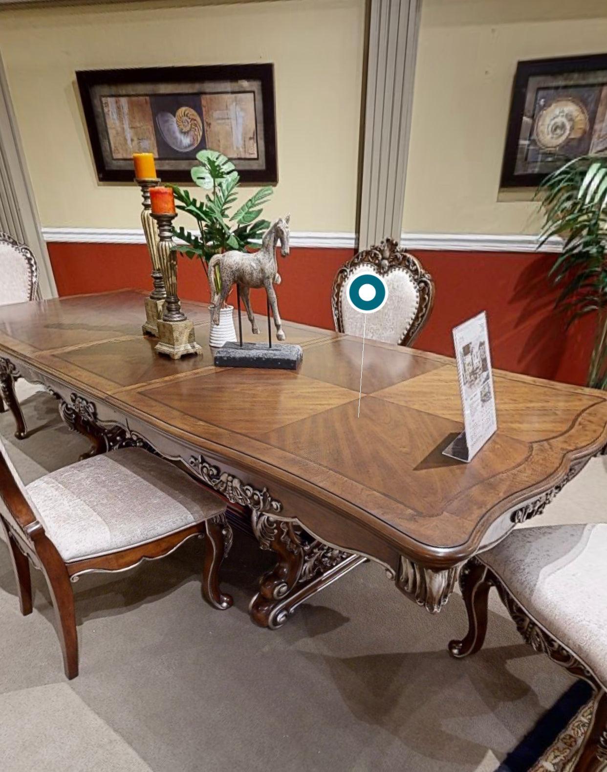 ACME Latisha Dining Table w/Double Pedestal, Antique Oak Finish FredCo
