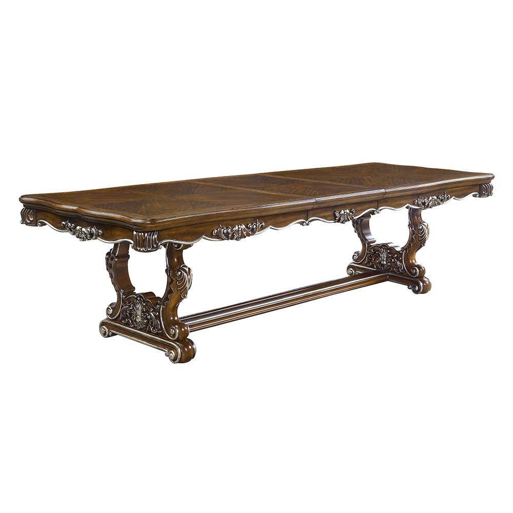 ACME Latisha Dining Table w/Double Pedestal, Antique Oak Finish FredCo