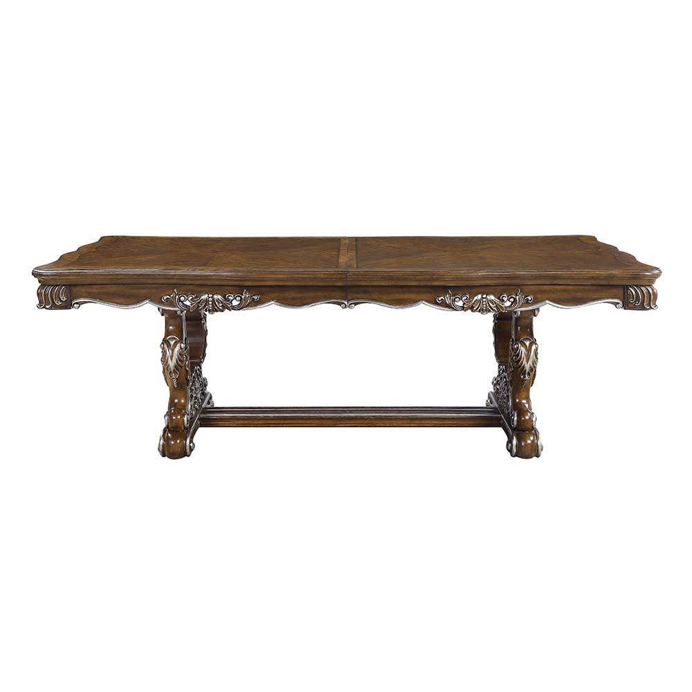 ACME Latisha Dining Table w/Double Pedestal, Antique Oak Finish FredCo