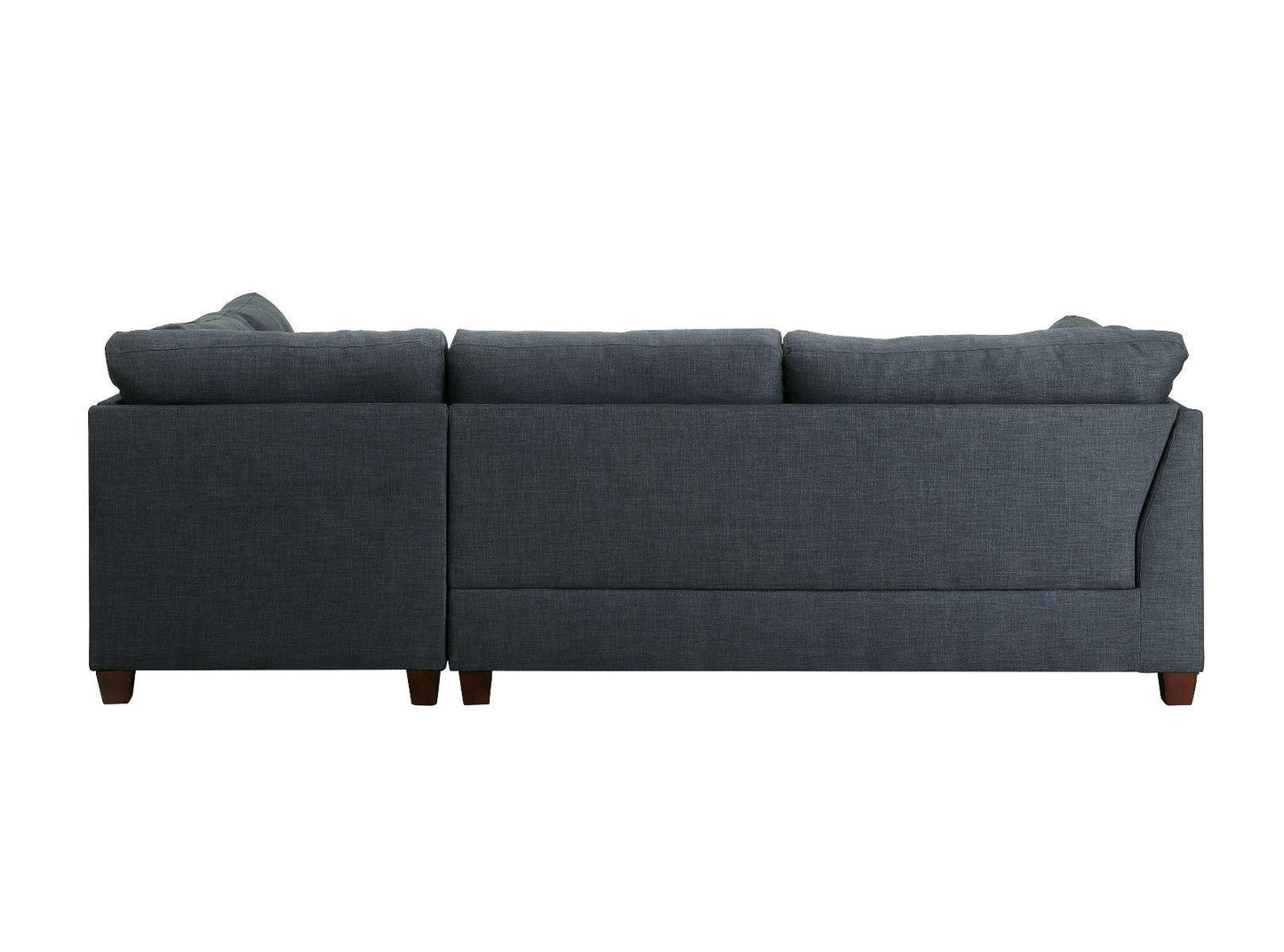 ACME Laurissa Sectional Sofa & Ottoman (2 Pillows), Dark Blue Linen 54365 FredCo