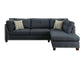 ACME Laurissa Sectional Sofa & Ottoman (2 Pillows), Dark Blue Linen 54365 FredCo