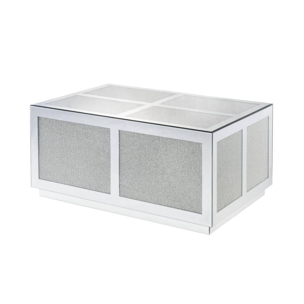 ACME Lavina Coffee Table, Mirrored & Faux Diamonds FredCo