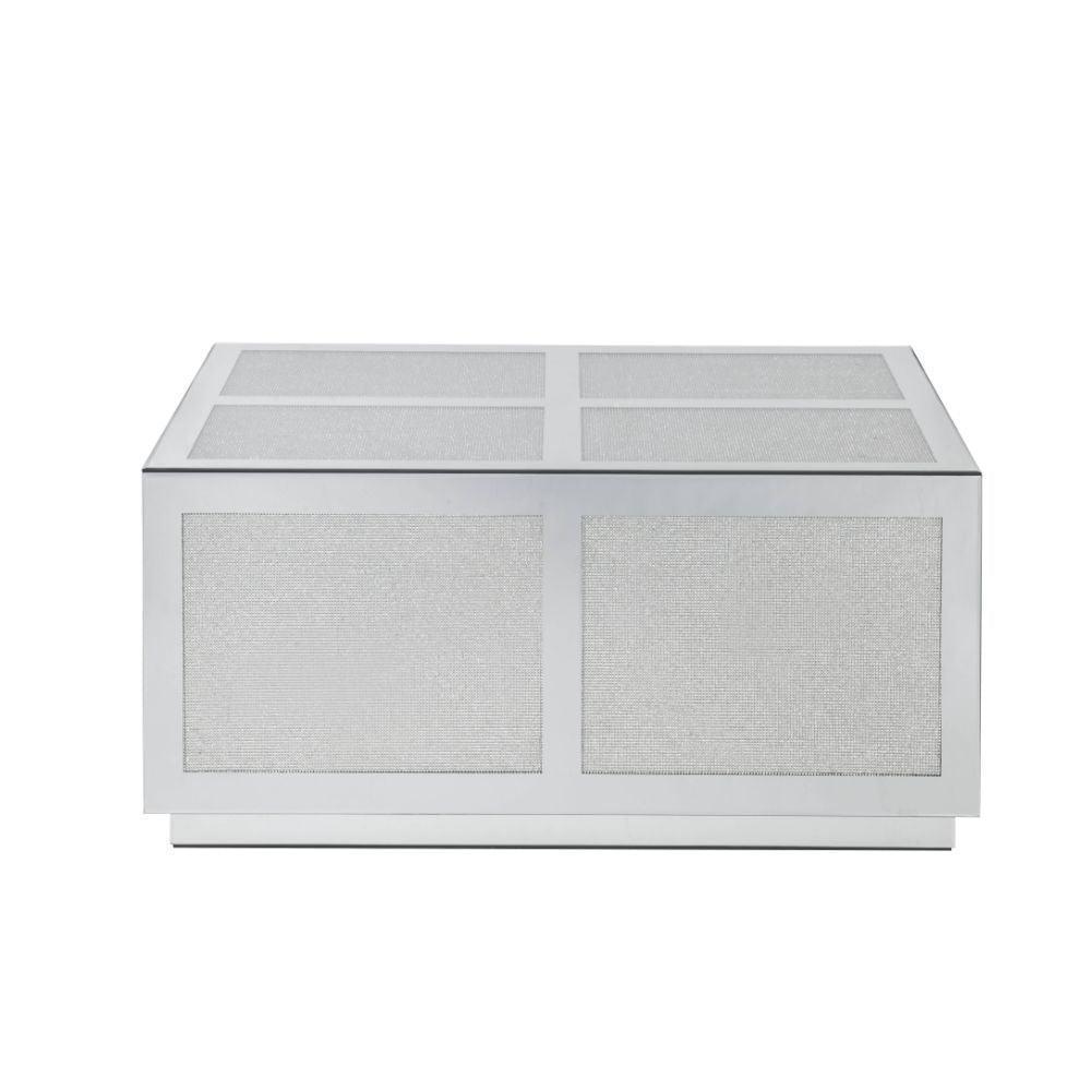 ACME Lavina Coffee Table, Mirrored & Faux Diamonds FredCo