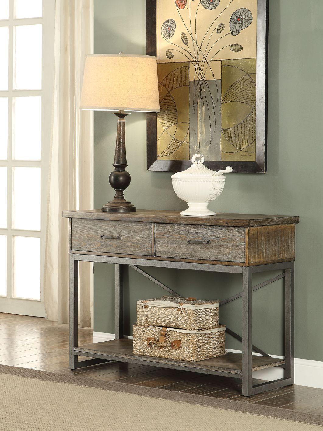 ACME Lazarus Server, Weathered Oak & Antique Silver FredCo