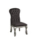 ACME Leonora Side Chair, Deep Taupe Fabric & Vintage Platinum Finish FredCo