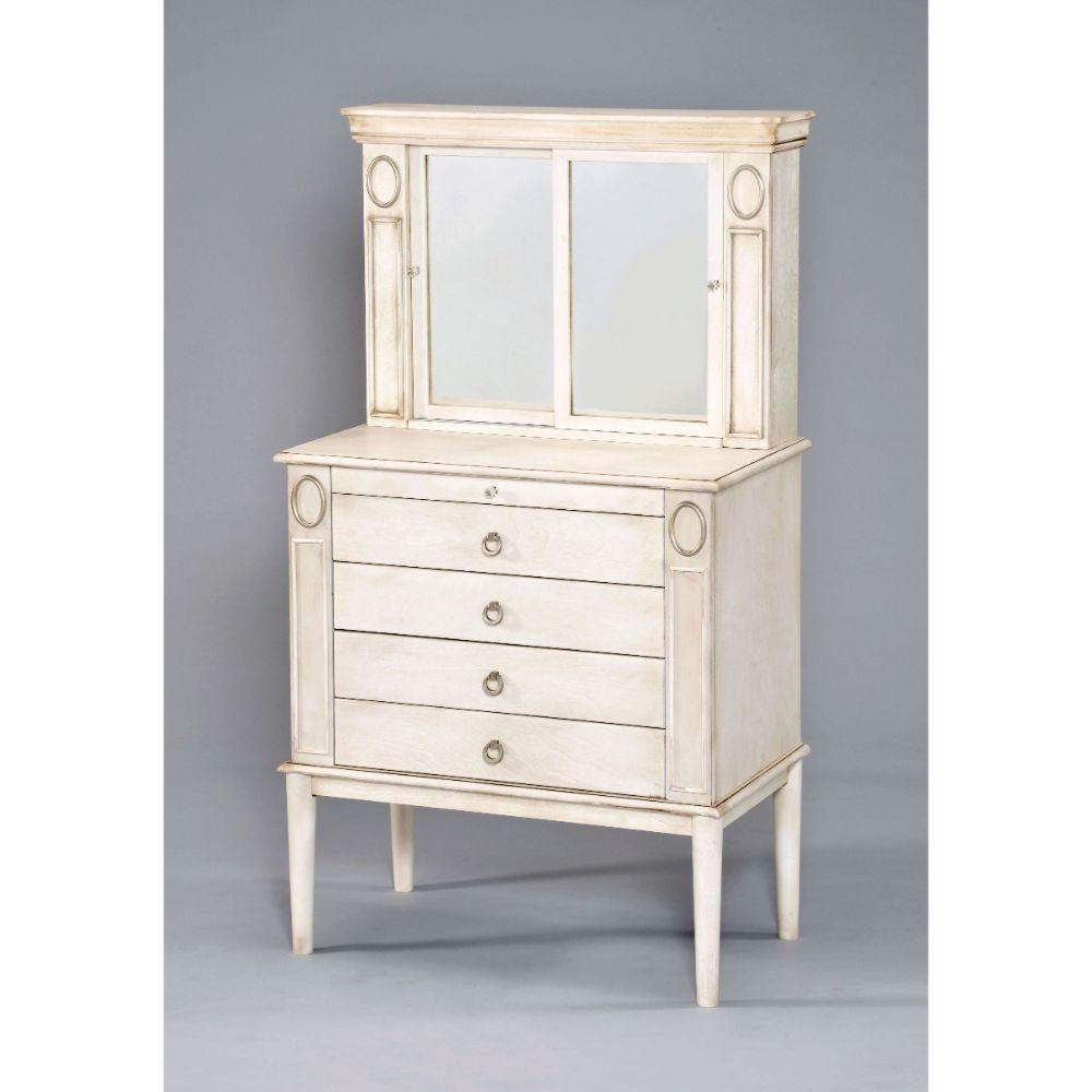 ACME Leven Jewelry Armoire, Antique White 97220 FredCo